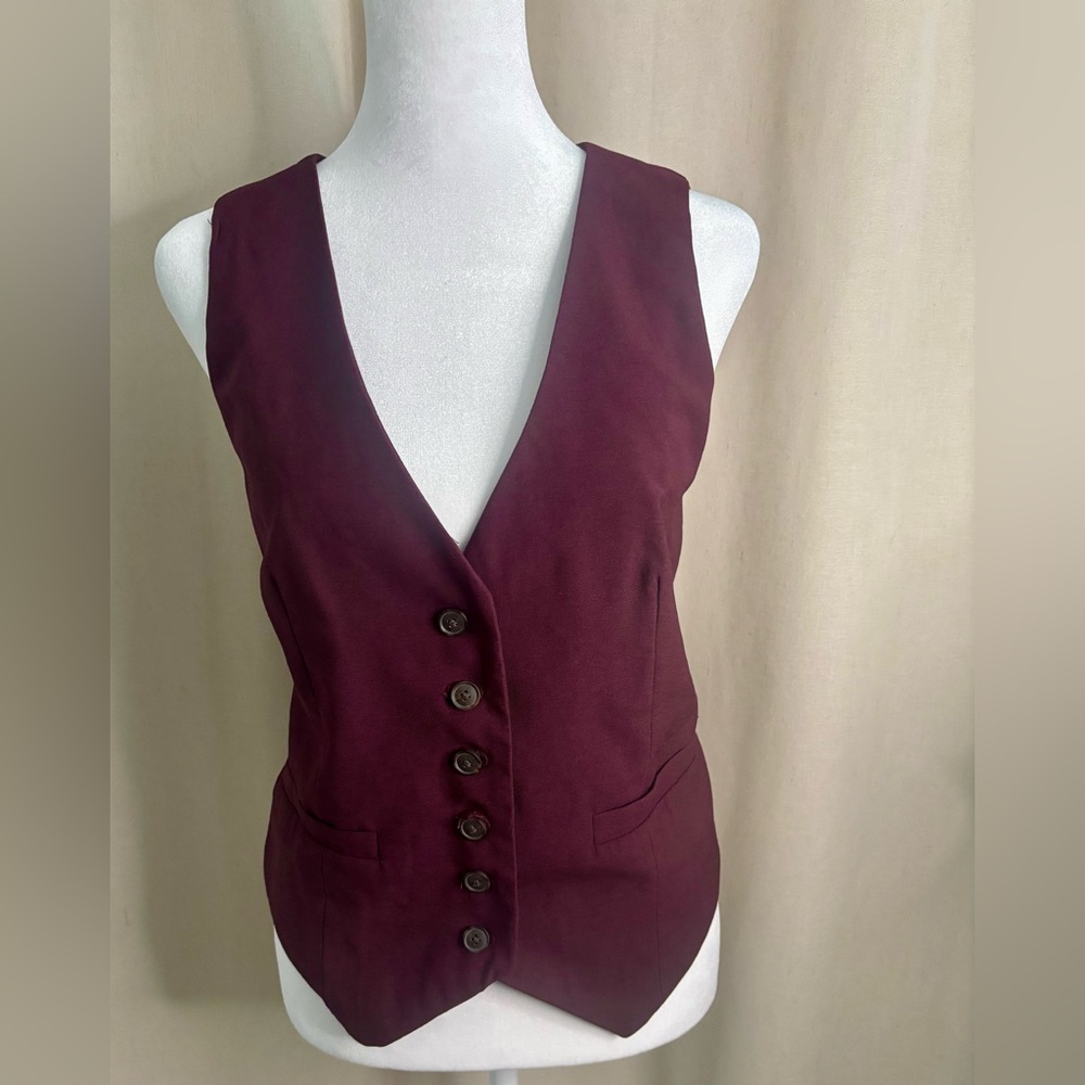 a new day Burgundy Sleeveless Button Front Vest